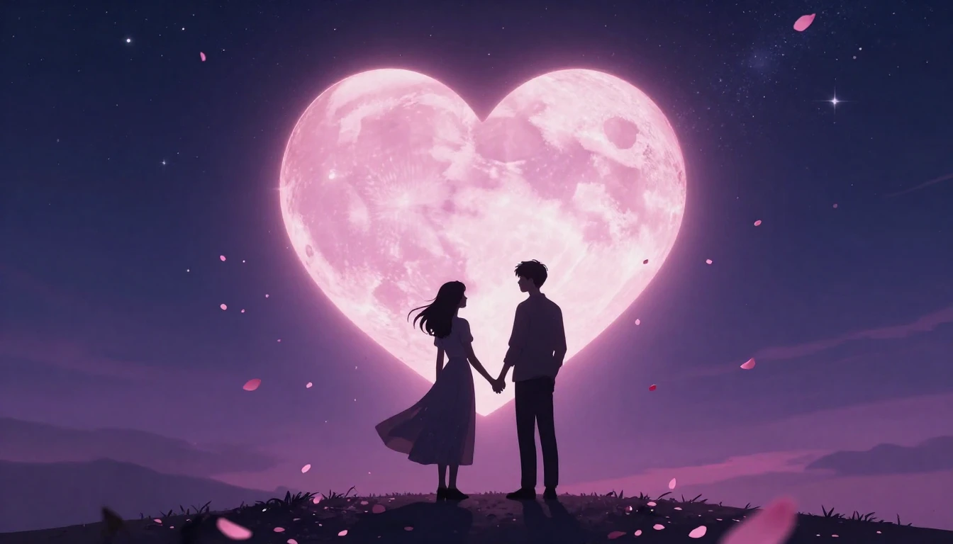 Romantic conceptual art for a song cover, a couple standing ...