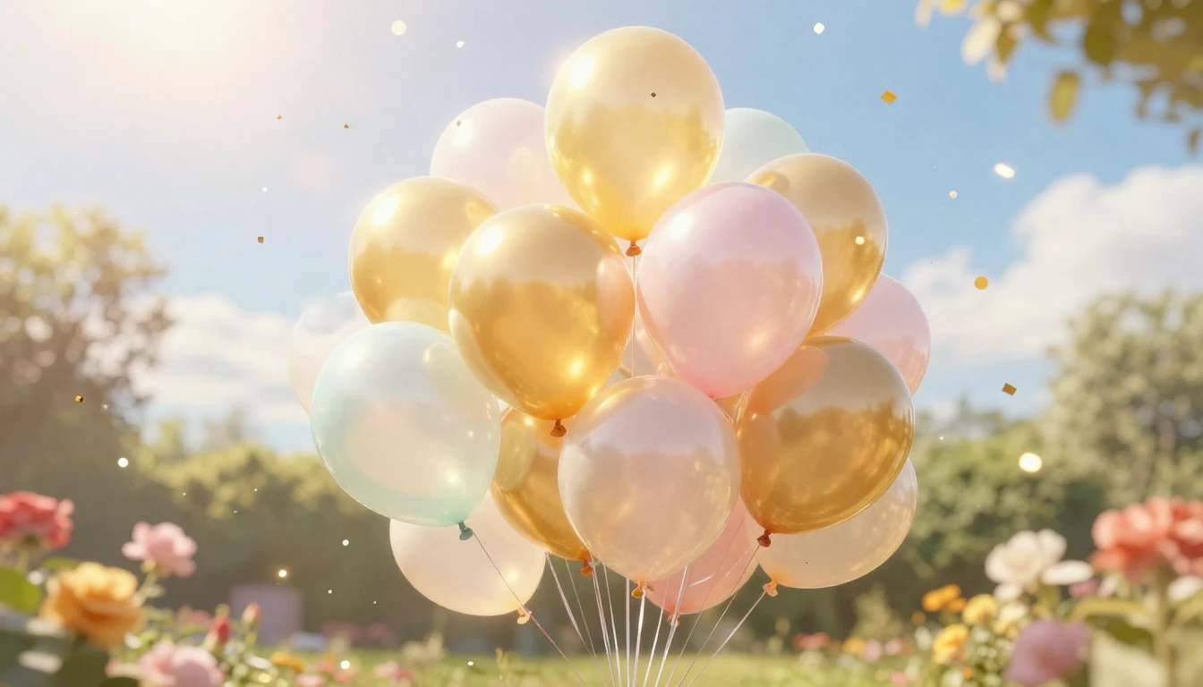 A vibrant and festive scene featuring a cluster of glowing g...