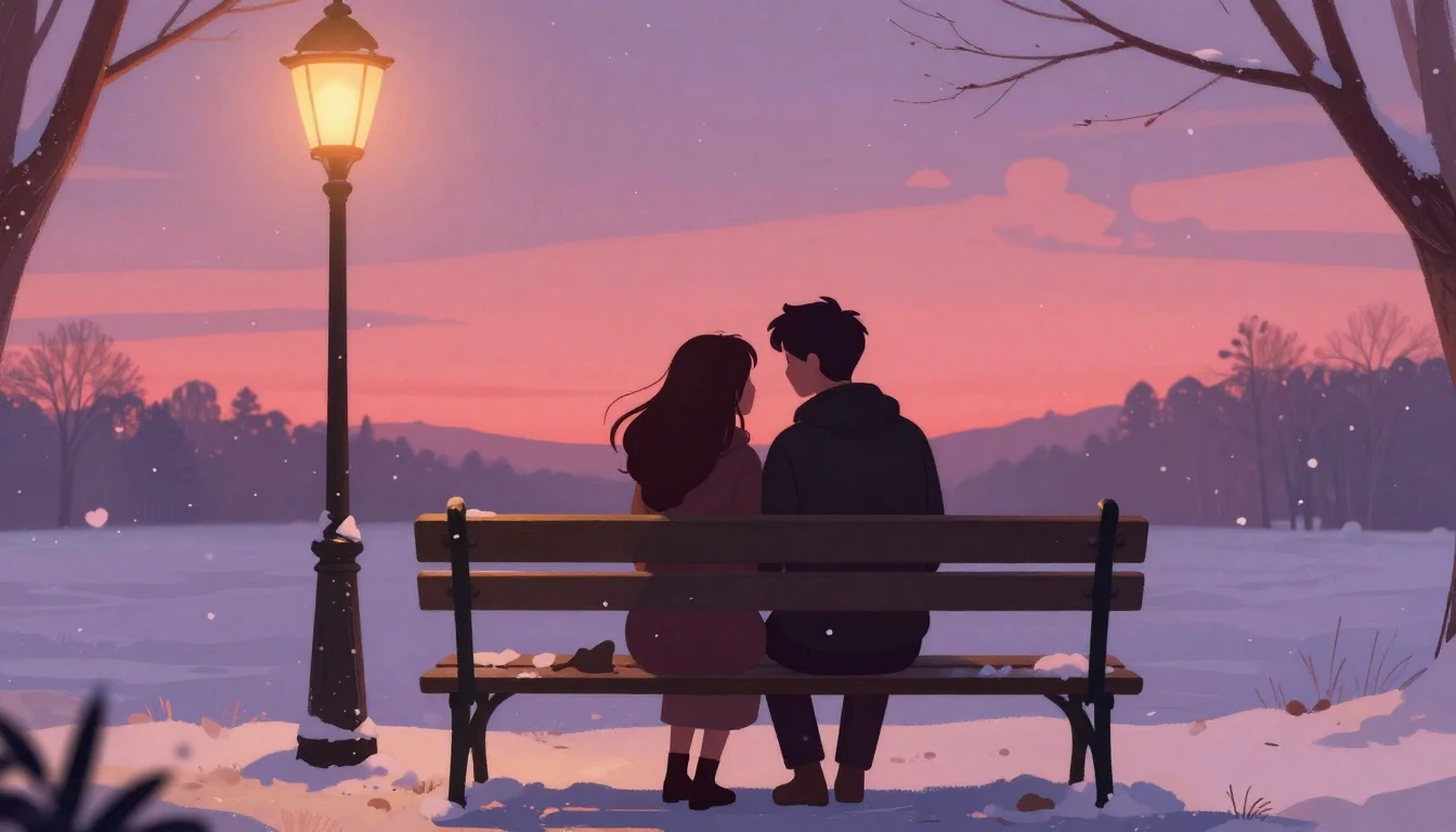 A romantic and dreamy illustration of two silhouettes sittin...