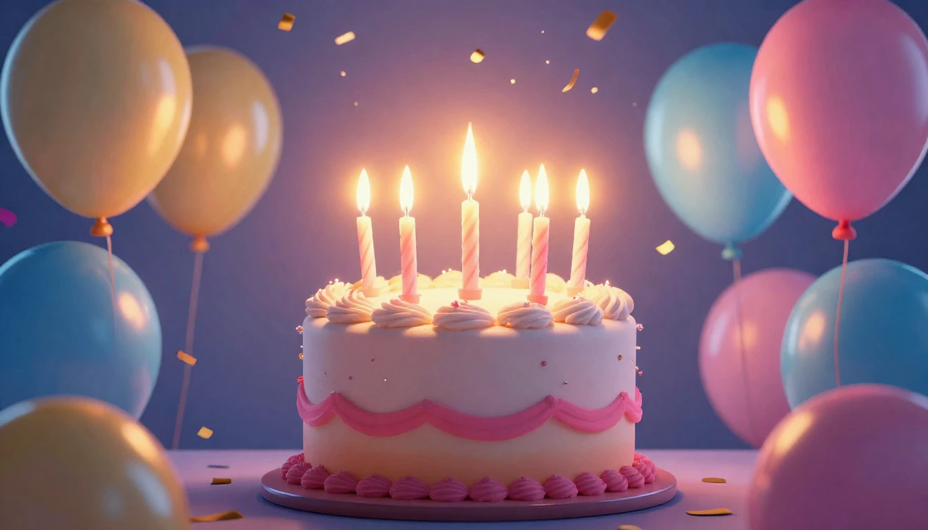 A vibrant and joyful scene depicting a birthday celebration....