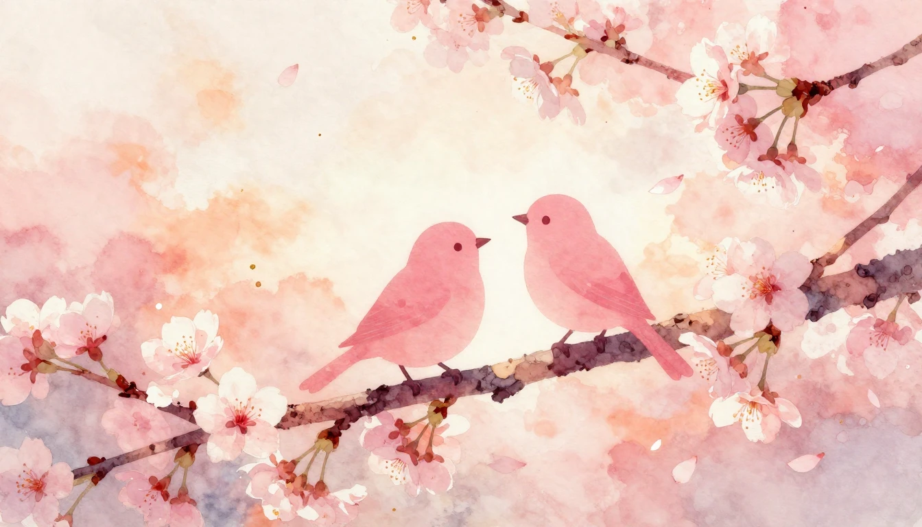 A delicate watercolor painting depicting two stylized silhou...