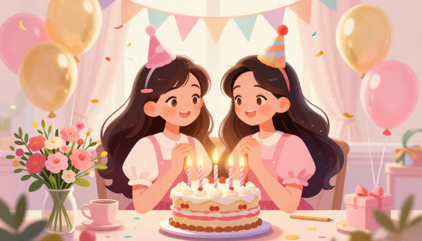 A vibrant and heartwarming digital art illustration of a bir...