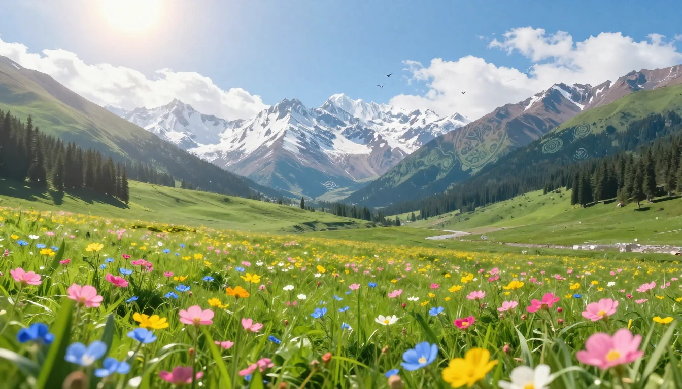A breathtaking landscape of a lush green valley during a spr...