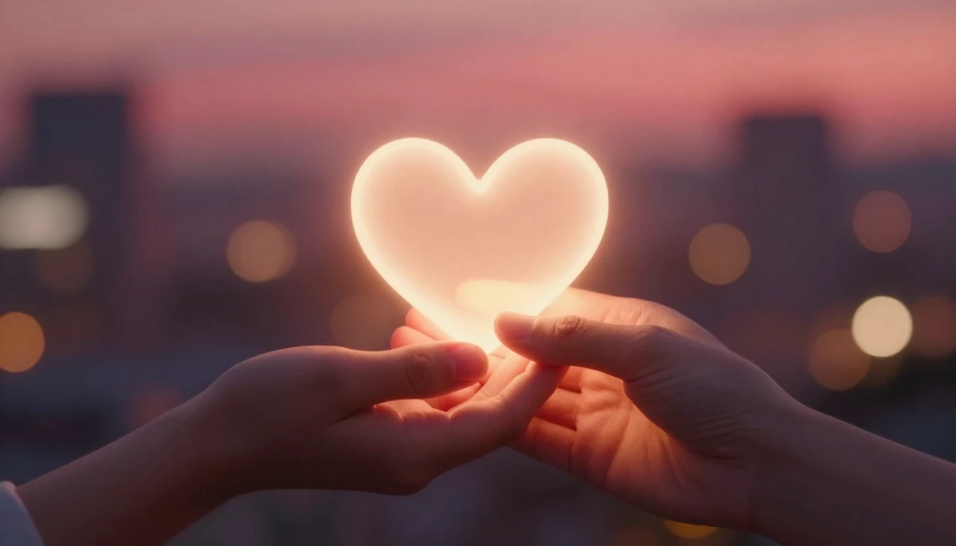 A romantic and tender composition depicting two hands gently...