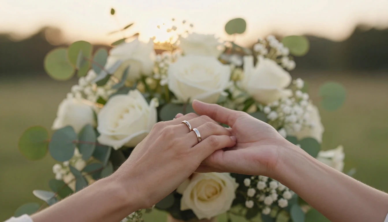 A romantic and delicate composition featuring two hands gent...