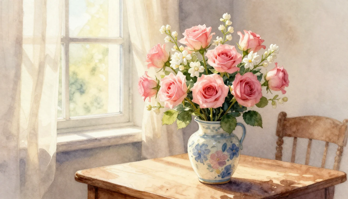 A heartwarming watercolor painting symbolizing motherly love...