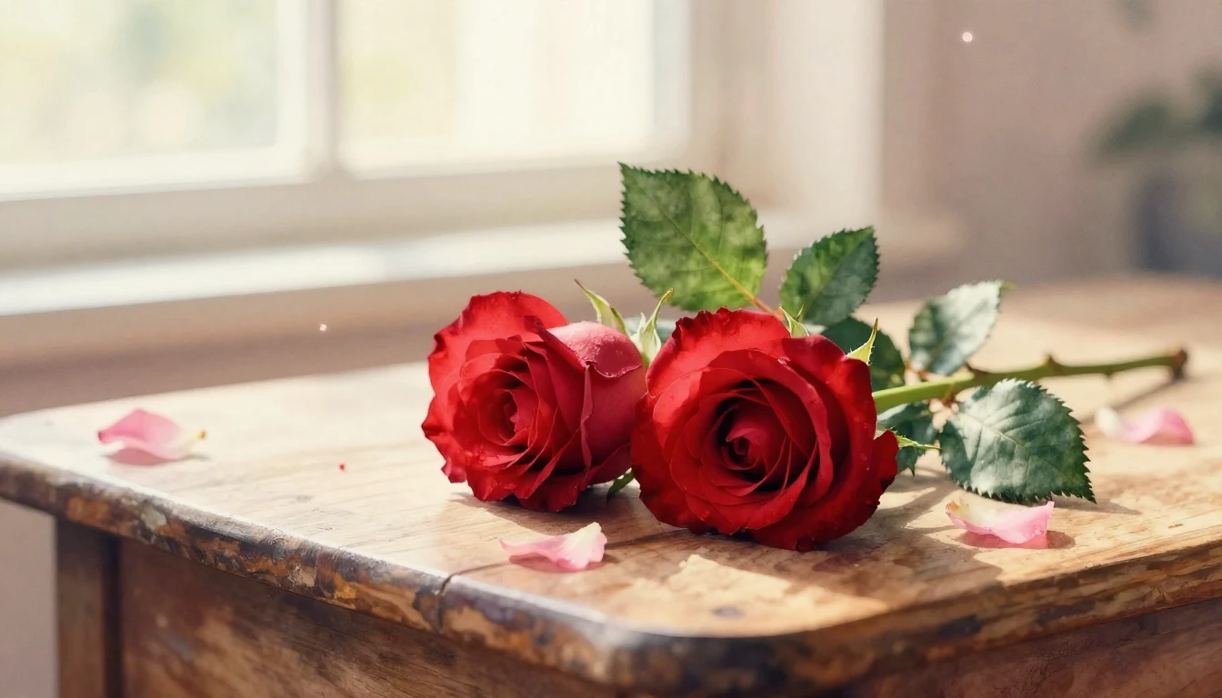 A beautiful and delicate watercolor painting of two intertwi...