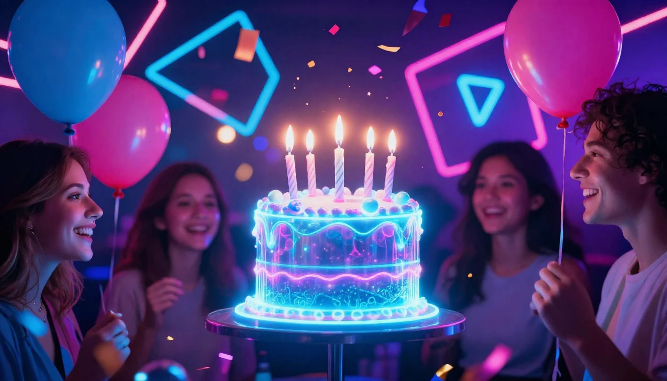 A vibrant and energetic party atmosphere focusing on celebra...