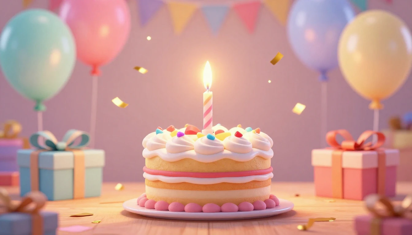 A vibrant and adorable 3D animated scene in the style of a h...