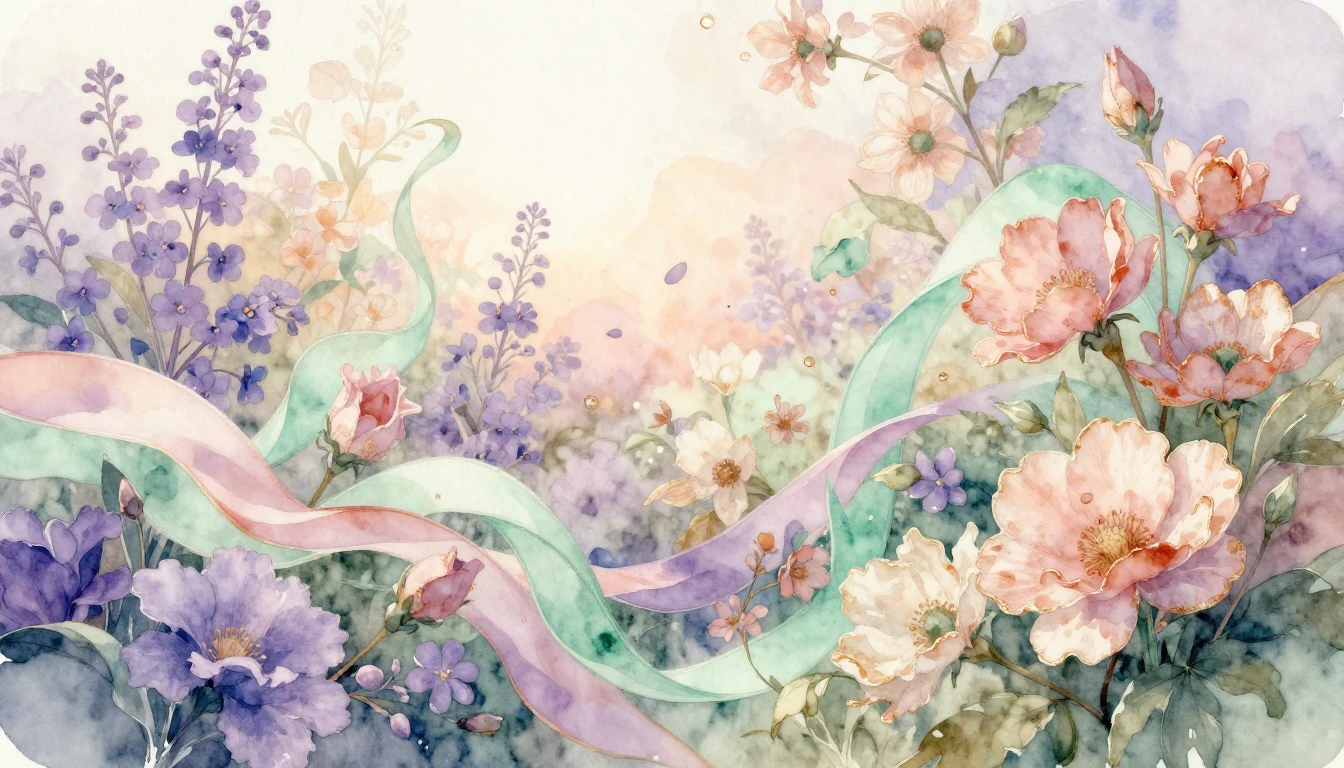 A beautiful watercolor painting of a blooming garden with so...