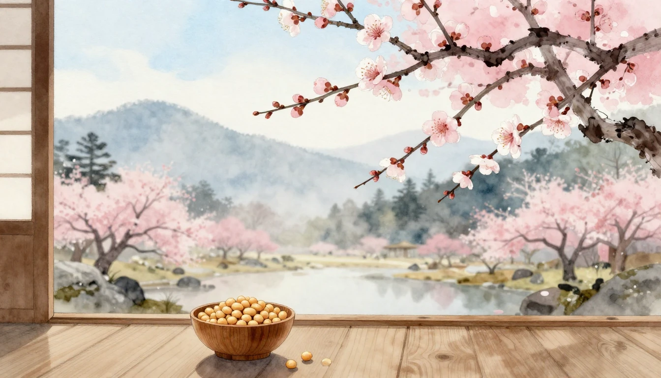 A serene watercolor painting of a traditional Japanese garde...