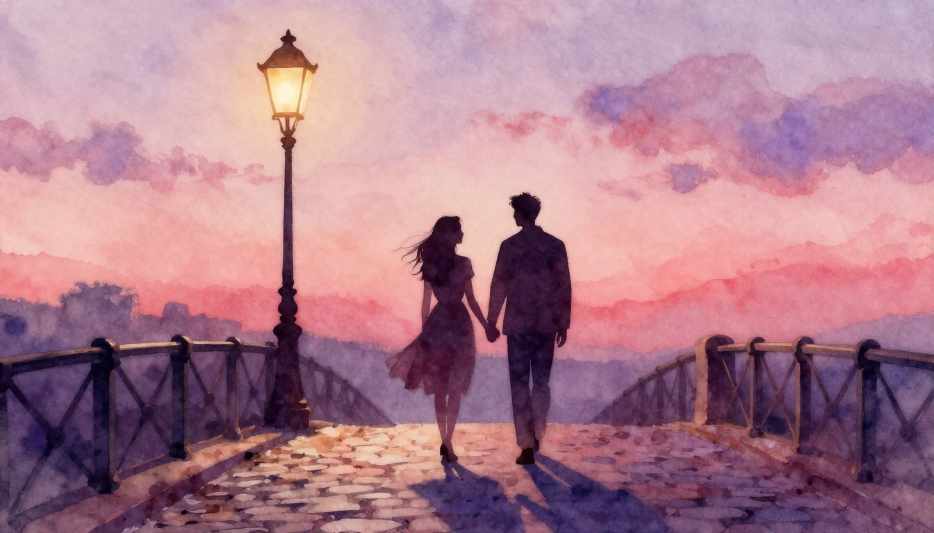 A romantic and dreamy watercolor painting suitable for a Val...