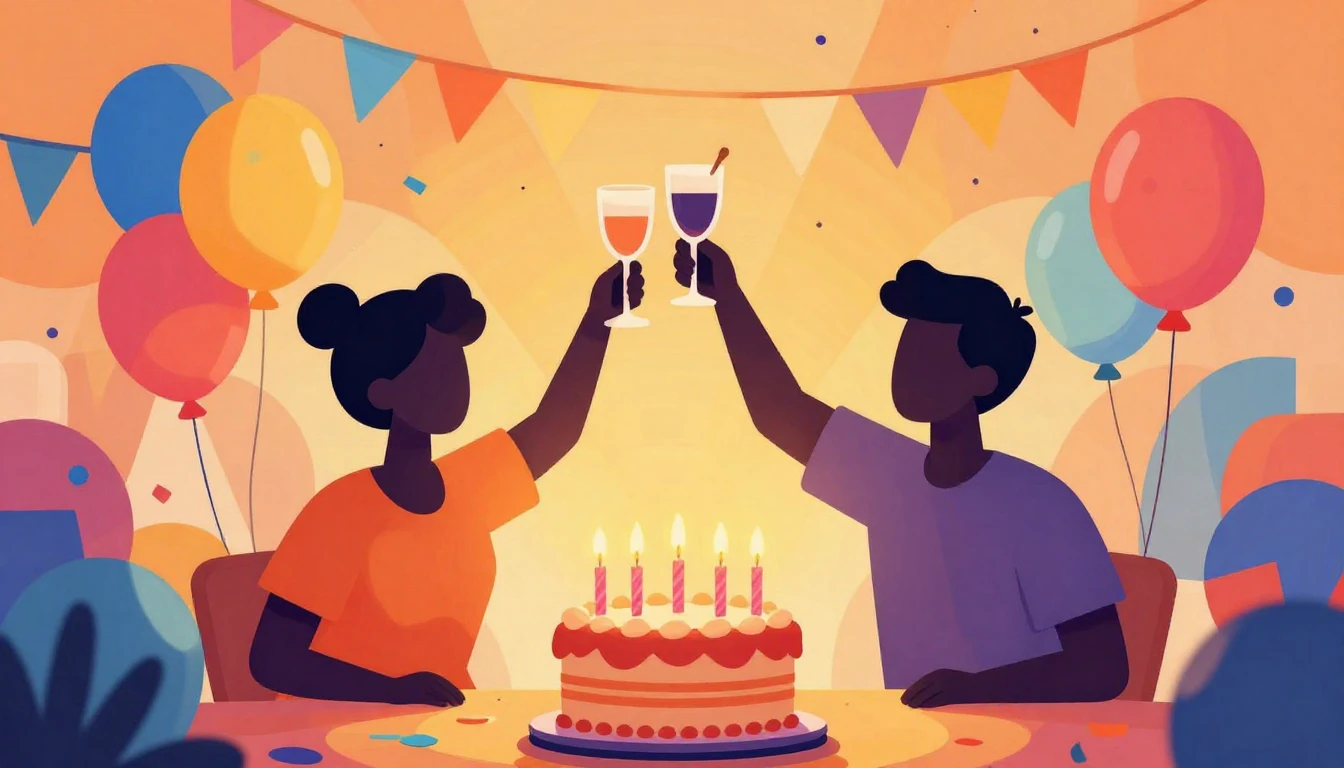 A vibrant and festive digital art illustration celebrating a...