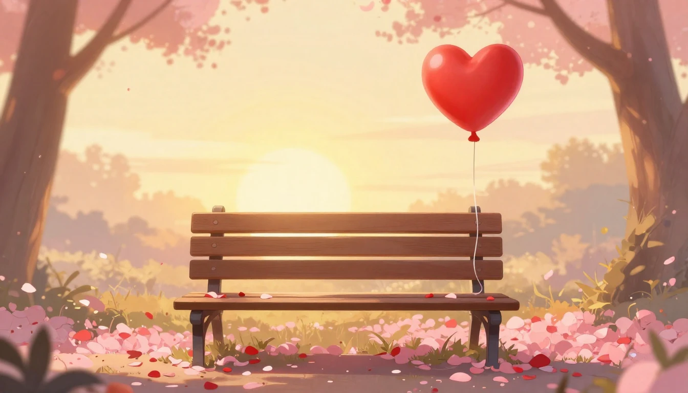 A romantic and warm illustration for a Valentine's Day song ...