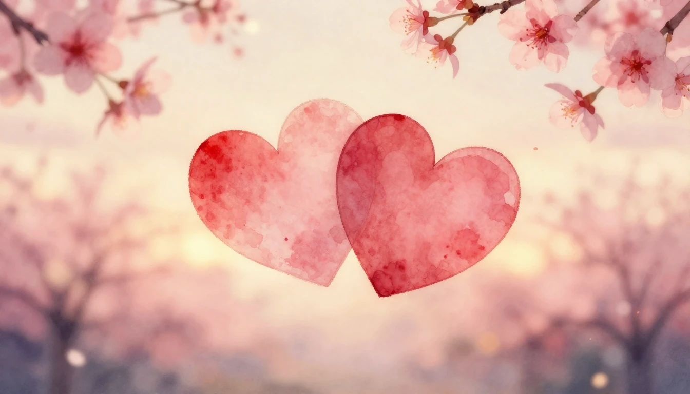 A delicate watercolor painting of two intertwined ethereal h...