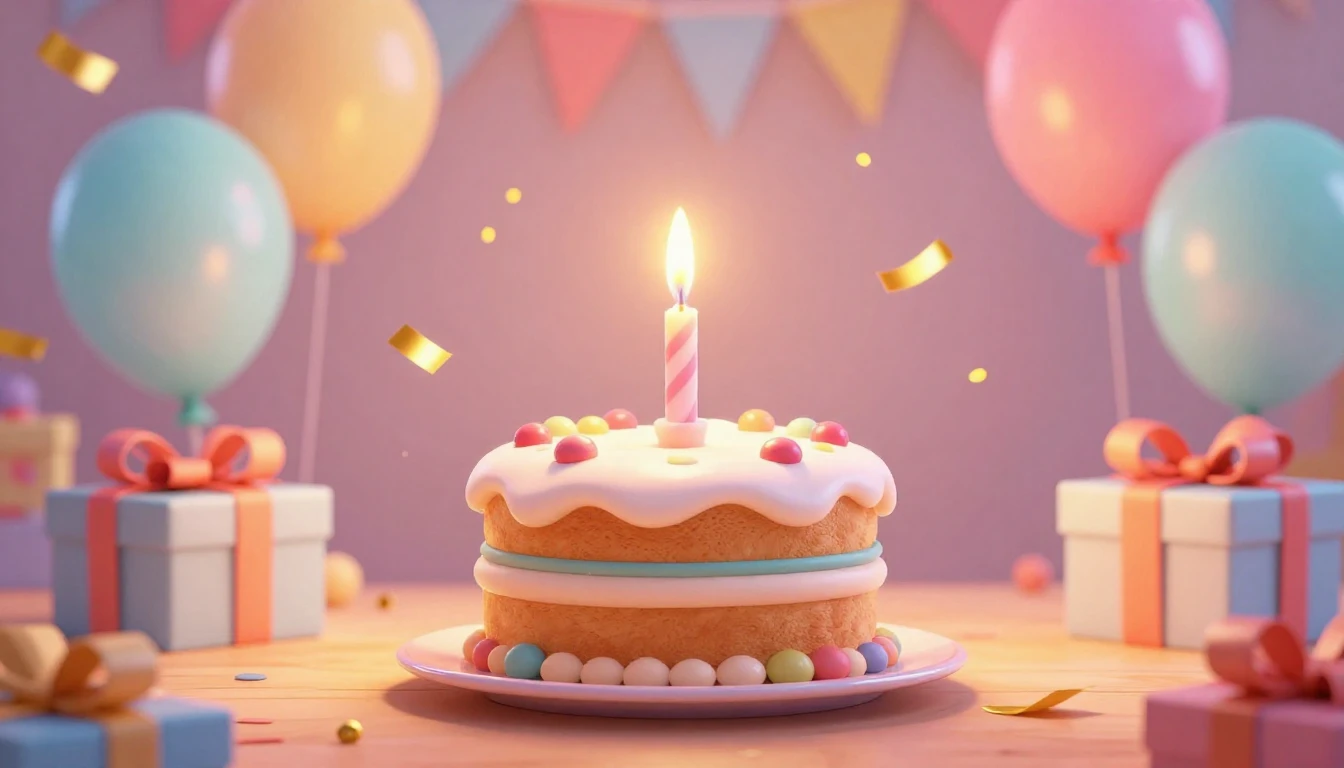 A vibrant and adorable 3D animated scene in the style of a h...