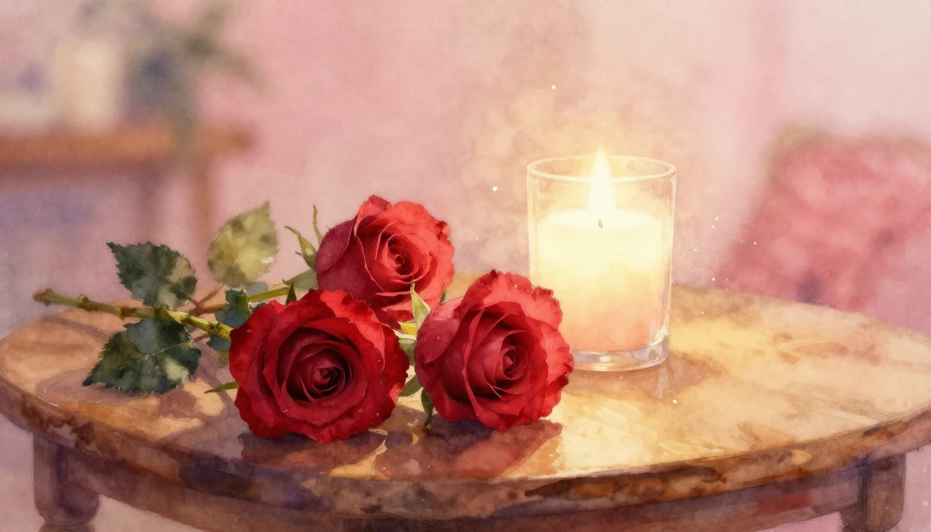 A dreamy and ethereal watercolor painting of two delicate re...