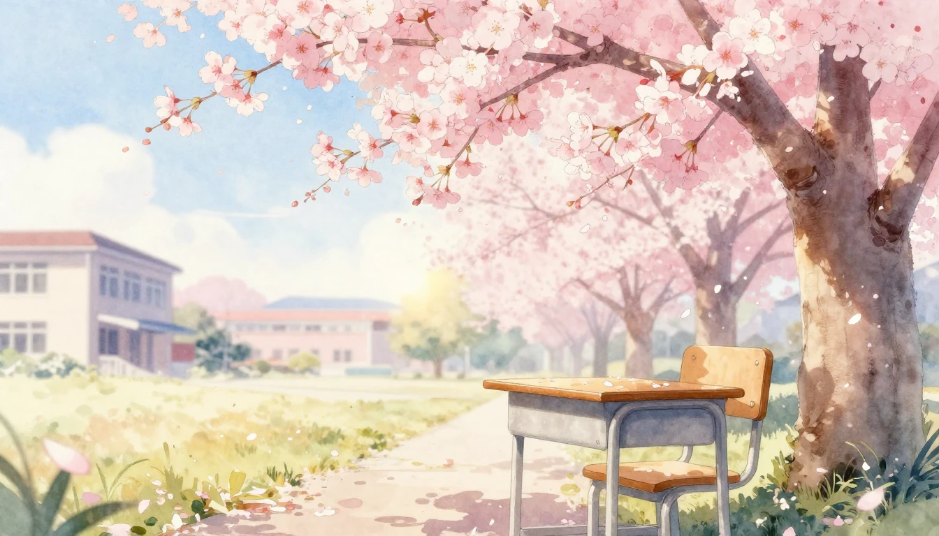 A beautiful watercolor painting of a cherry blossom tree in ...