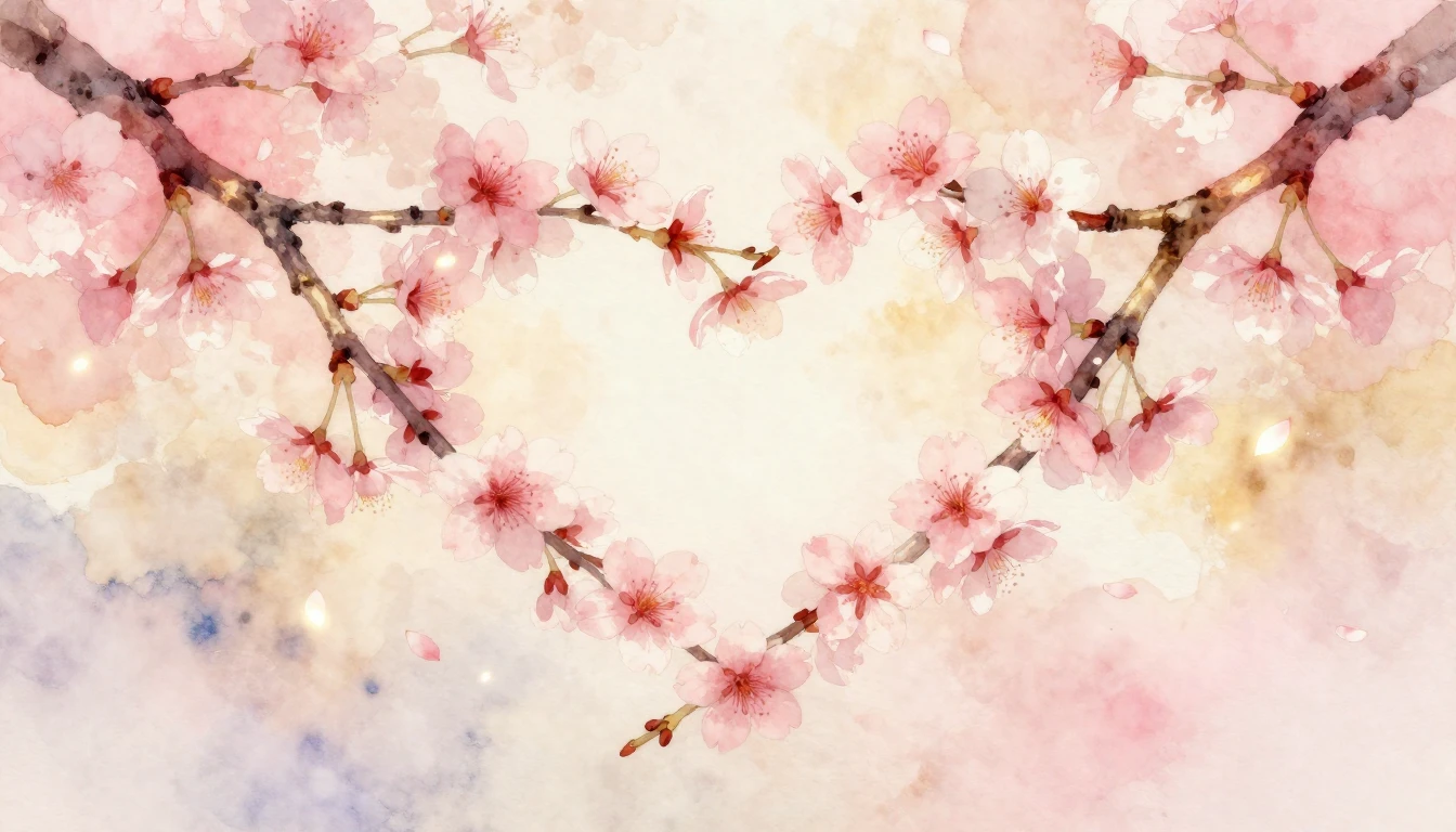 A beautiful and delicate watercolor painting of two intertwi...