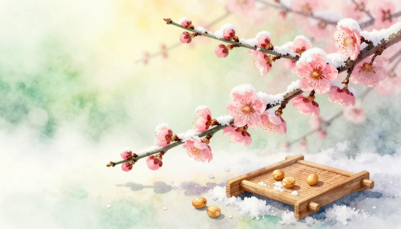 A delicate watercolor painting depicting the transition from...