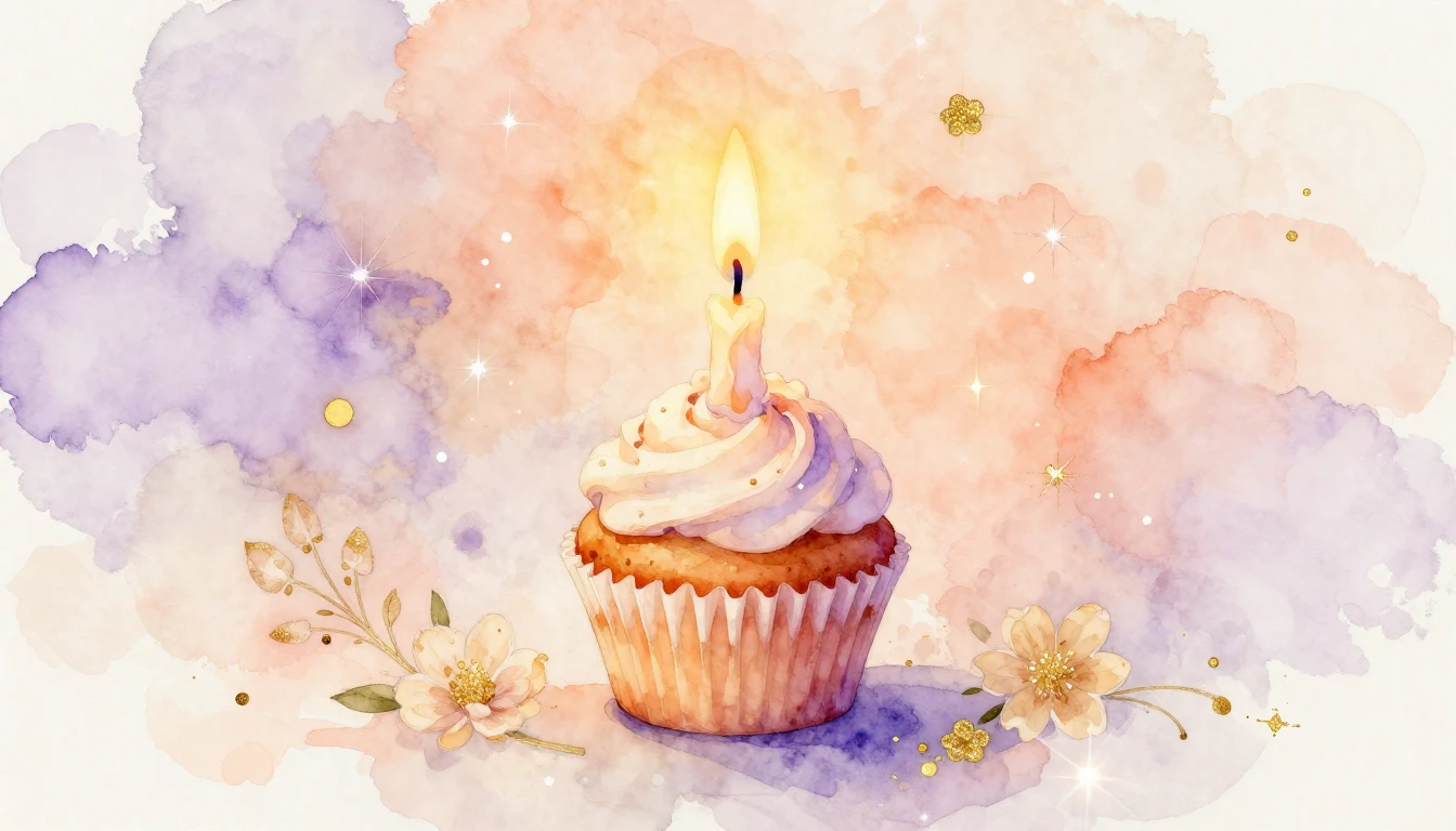 A beautiful watercolor painting of a single lit candle on a ...