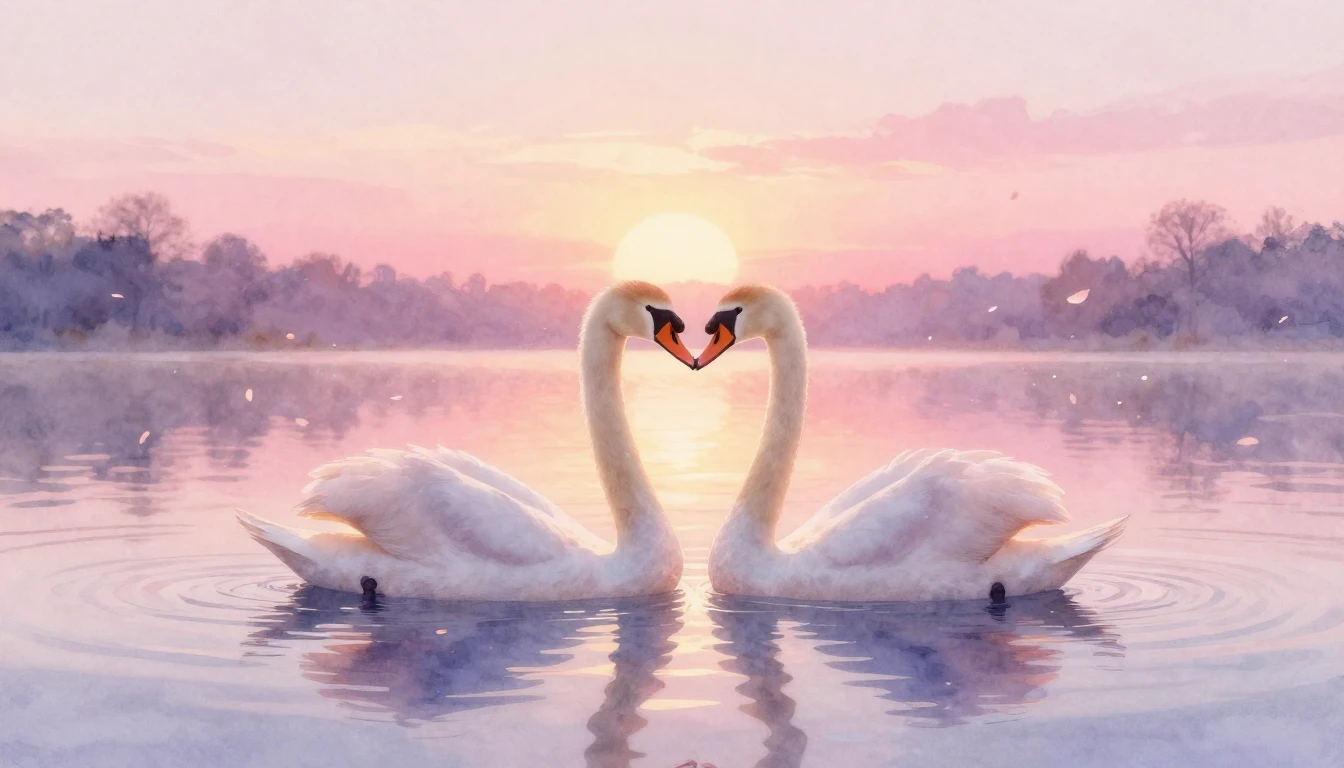 A soft and ethereal watercolor painting depicting a serene s...