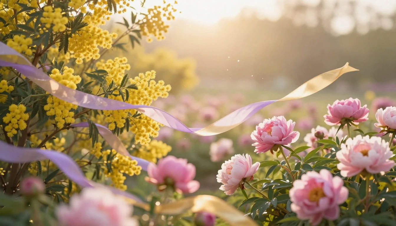 A breathtaking spring landscape filled with blooming mimosa ...