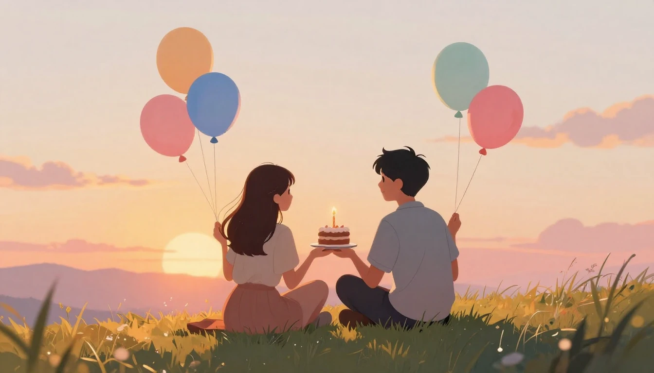 A heartwarming illustration of two friends sitting side by s...