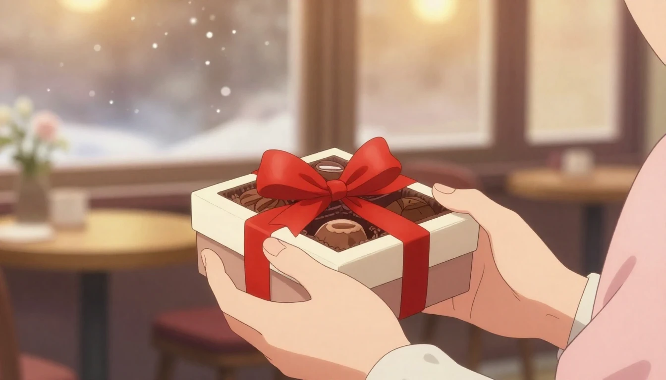 A heartwarming romantic anime illustration for a Valentine's...