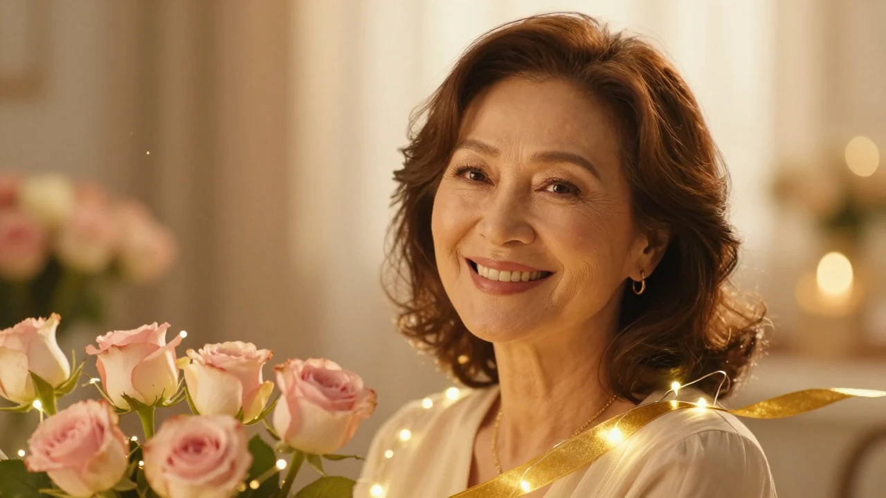 Cinematic portrait of an elegant and beautiful 50-year-old w...