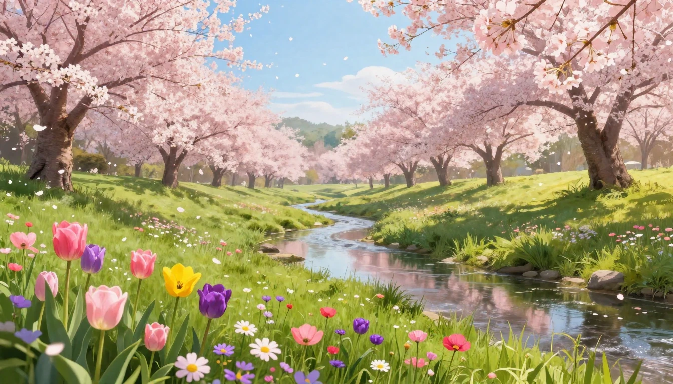 A breathtaking landscape capturing the peak of spring. In th...