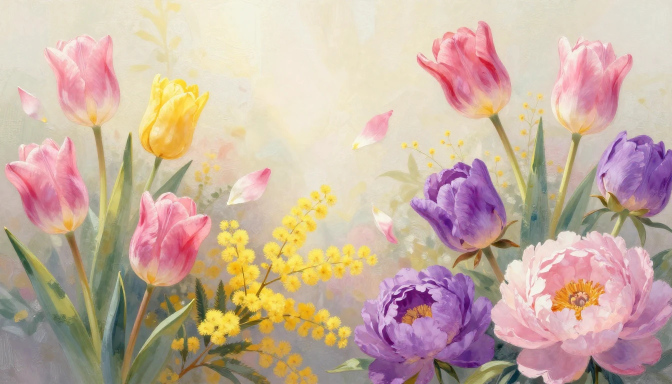 A vibrant and artistic composition featuring a variety of bl...