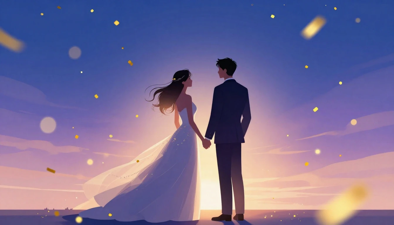 A vibrant and romantic digital art illustration suitable for...