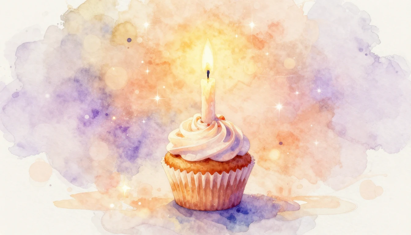 A soft watercolor painting of a single elegant candle glowin...