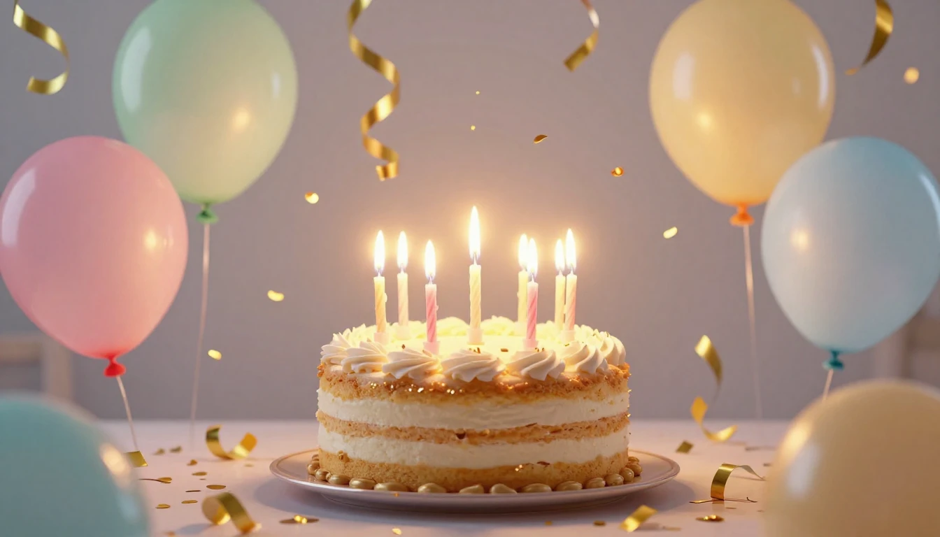 A festive and joyful birthday concept art featuring a delici...