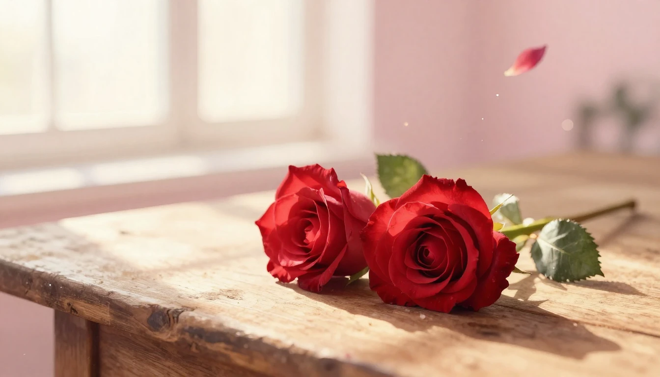 A beautiful watercolor painting of two delicate red roses in...