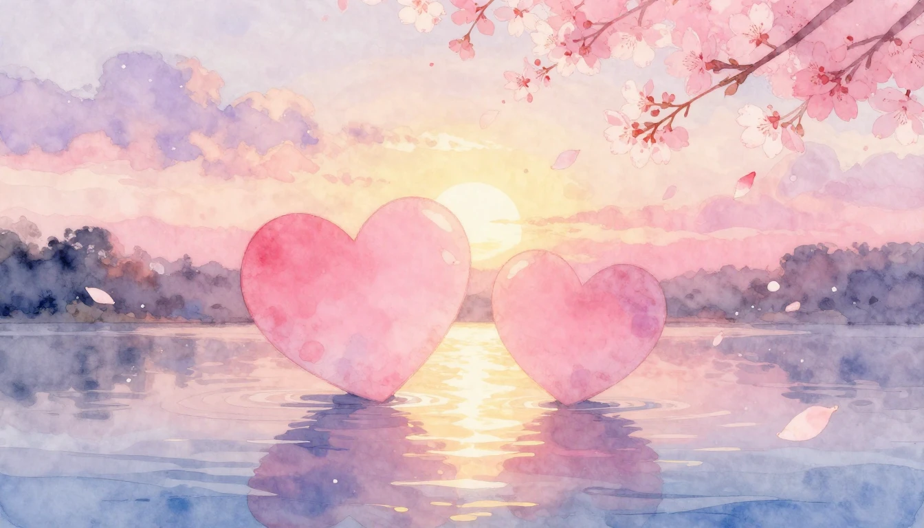 A beautiful and ethereal watercolor painting depicting two s...