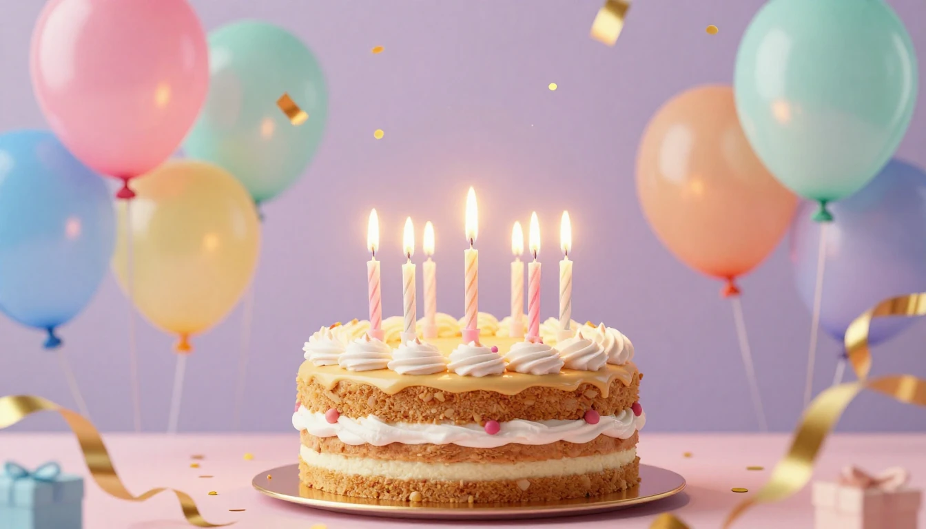 A festive and vibrant birthday concept art, a delicious birt...