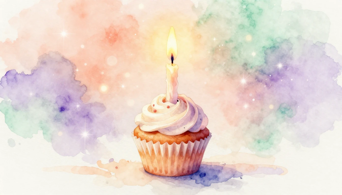 A beautiful watercolor painting of a single lit candle on a ...
