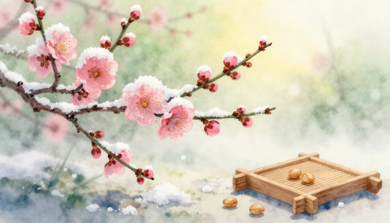 A delicate watercolor painting depicting the transition from...