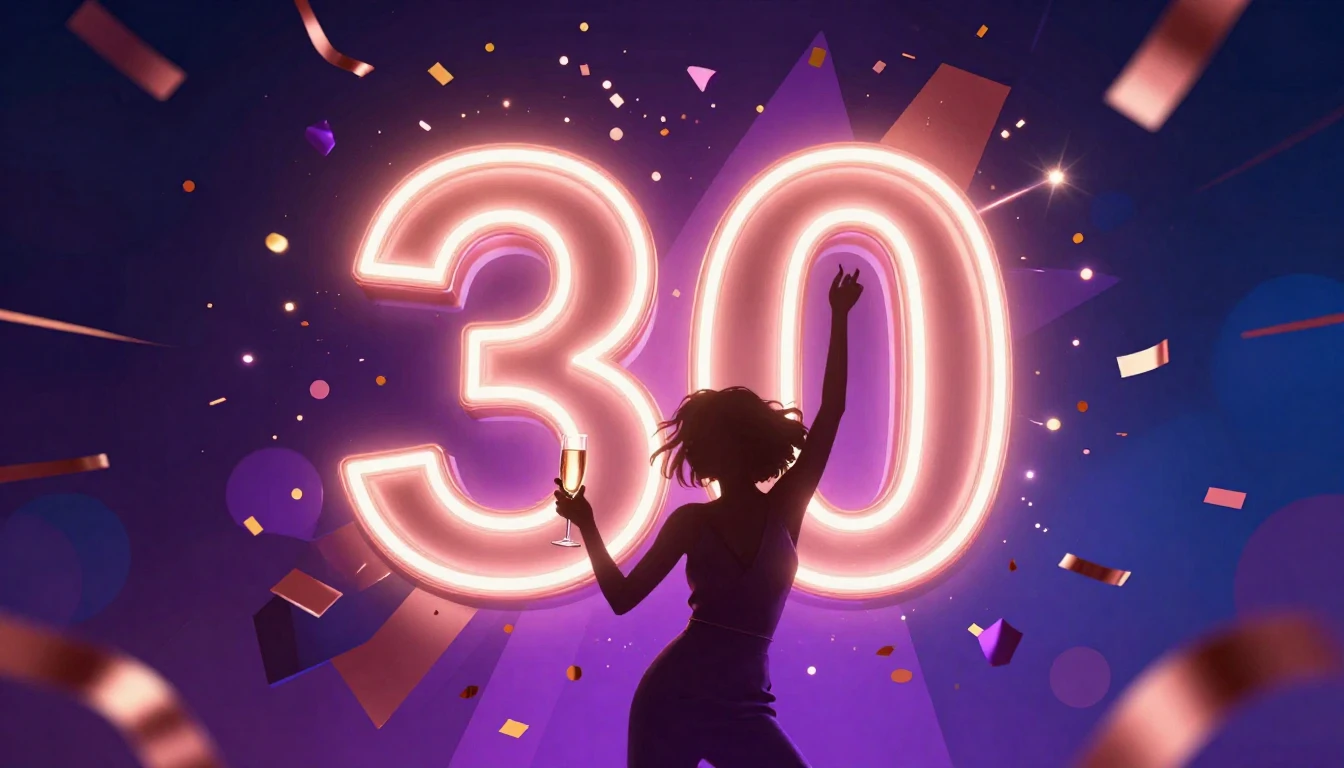 A vibrant and celebratory album cover design featuring a lar...