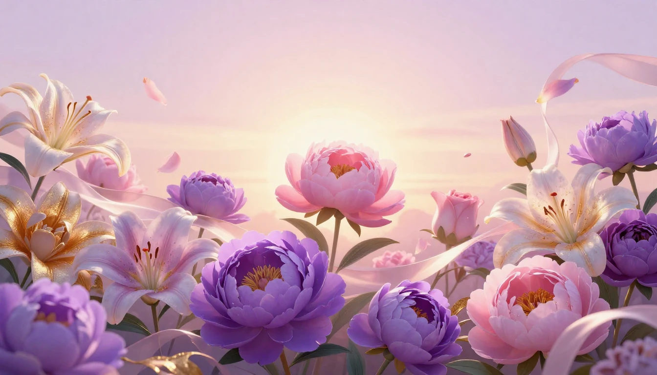 A vibrant and elegant composition featuring a variety of blo...