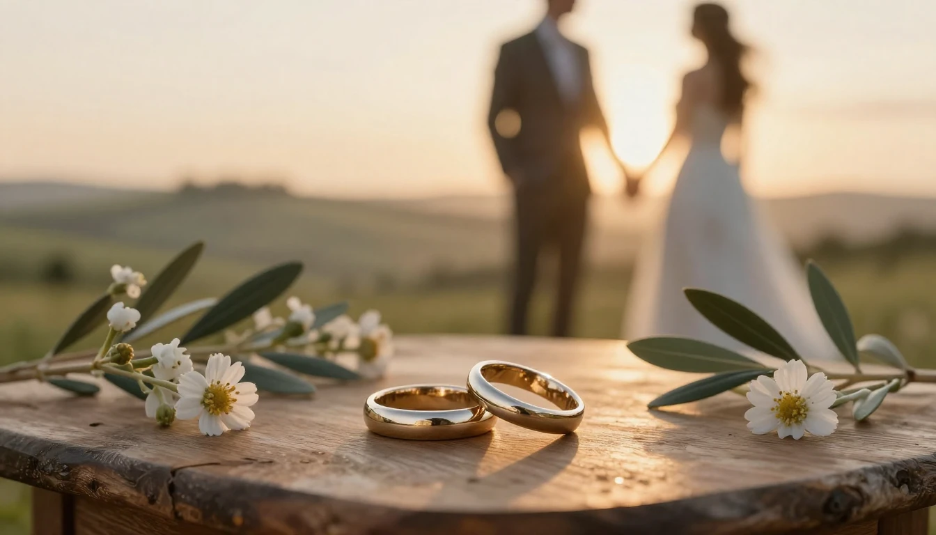 A romantic and dreamy scene depicting two intertwined weddin...