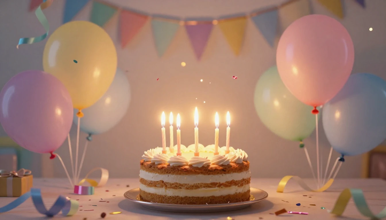 A festive and vibrant birthday celebration scene, featuring ...