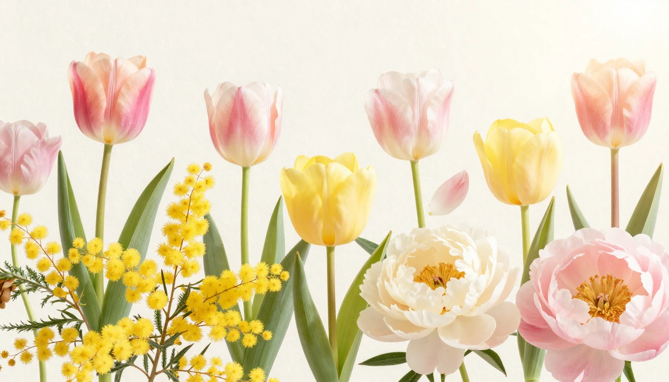 A vibrant and elegant composition featuring a variety of blo...