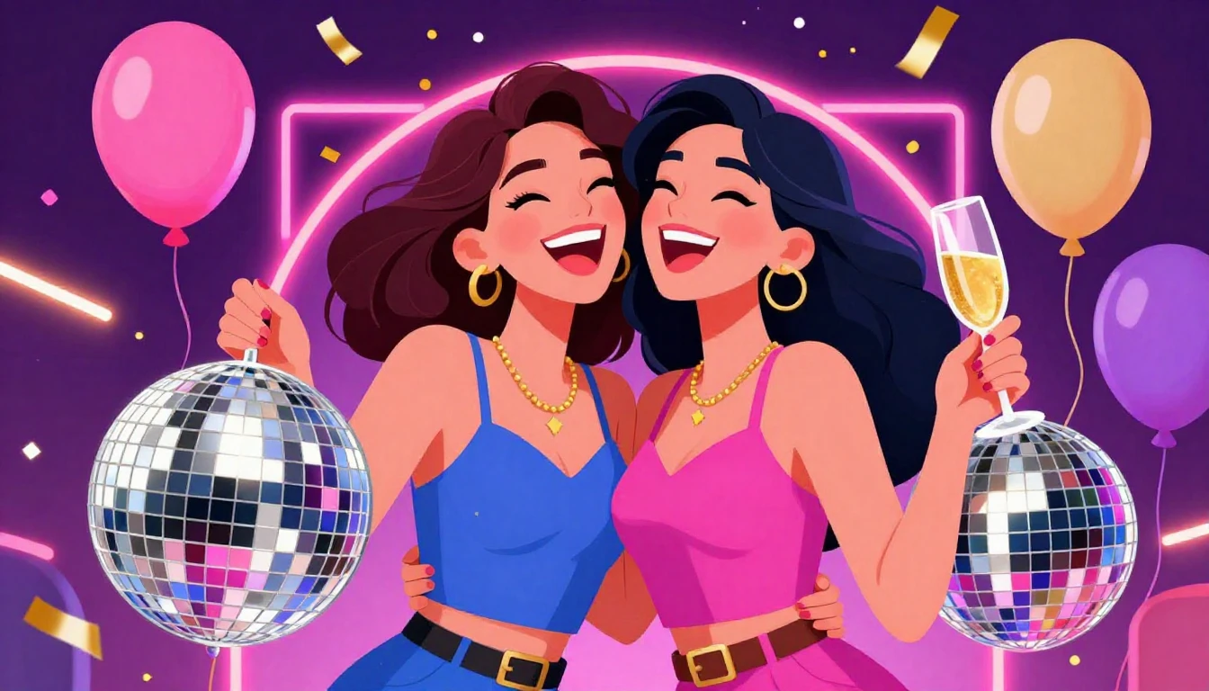 Vibrant digital art illustration for a pop song cover. Two y...