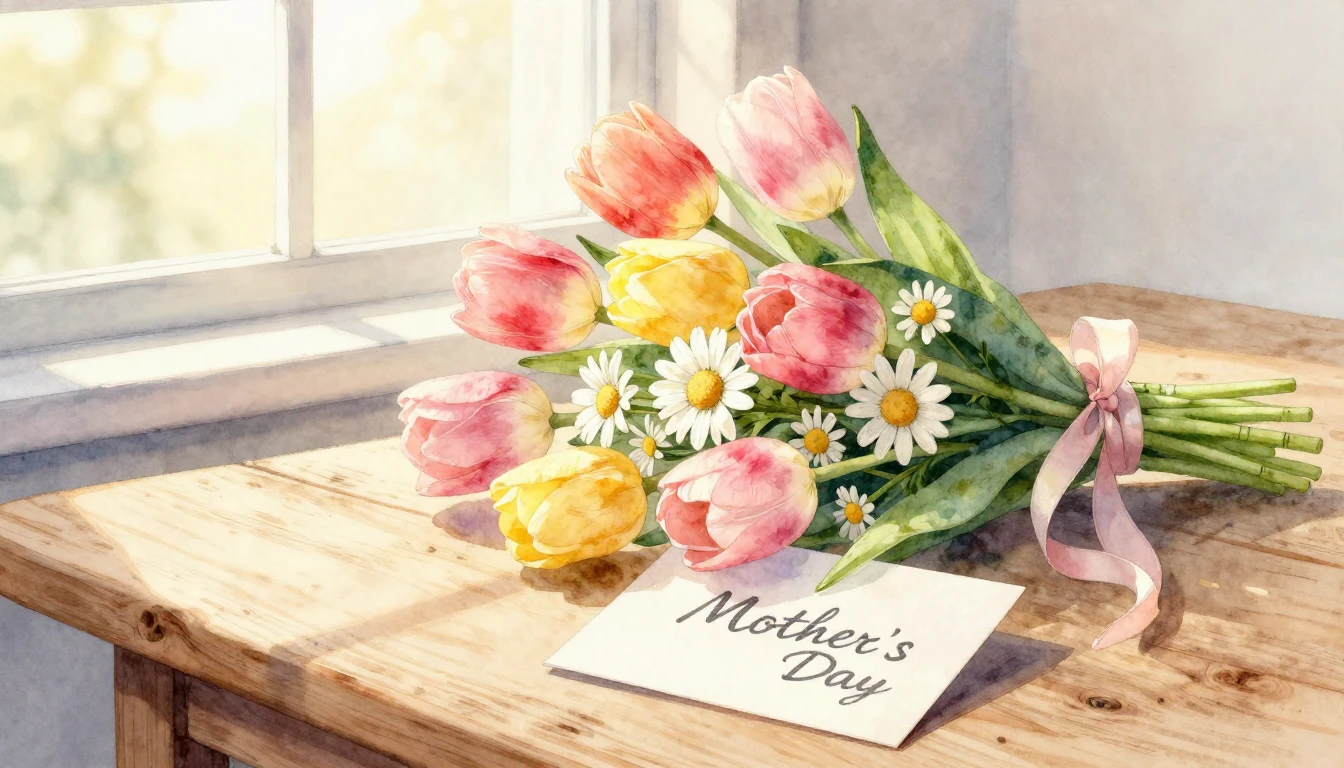 A heartwarming and tender watercolor illustration of a beaut...