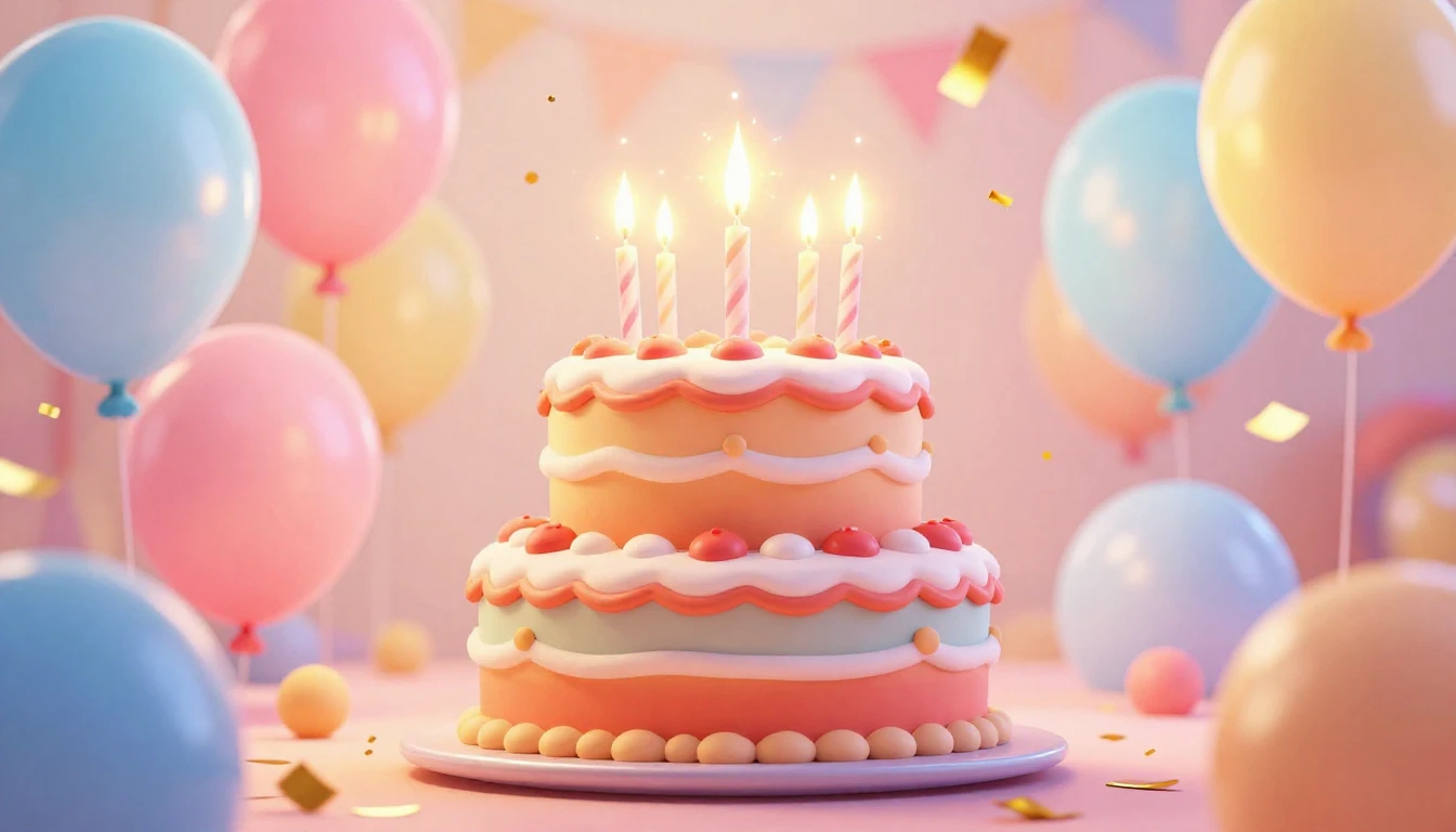 A vibrant and festive birthday celebration scene in a 3D ani...