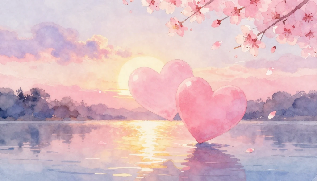 A beautiful and ethereal watercolor painting depicting two s...