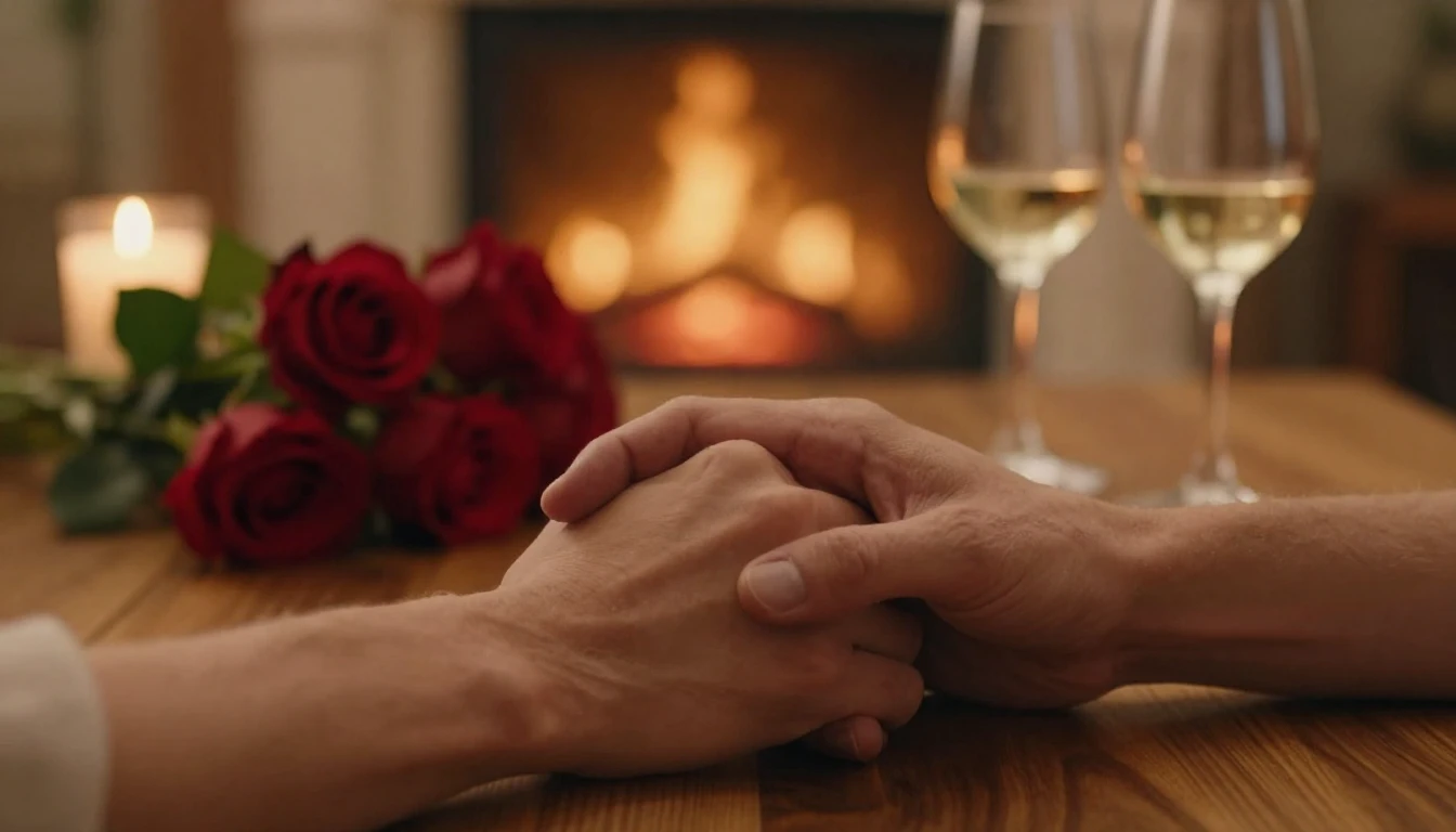 A close-up cinematic shot of two hands holding each other ti...